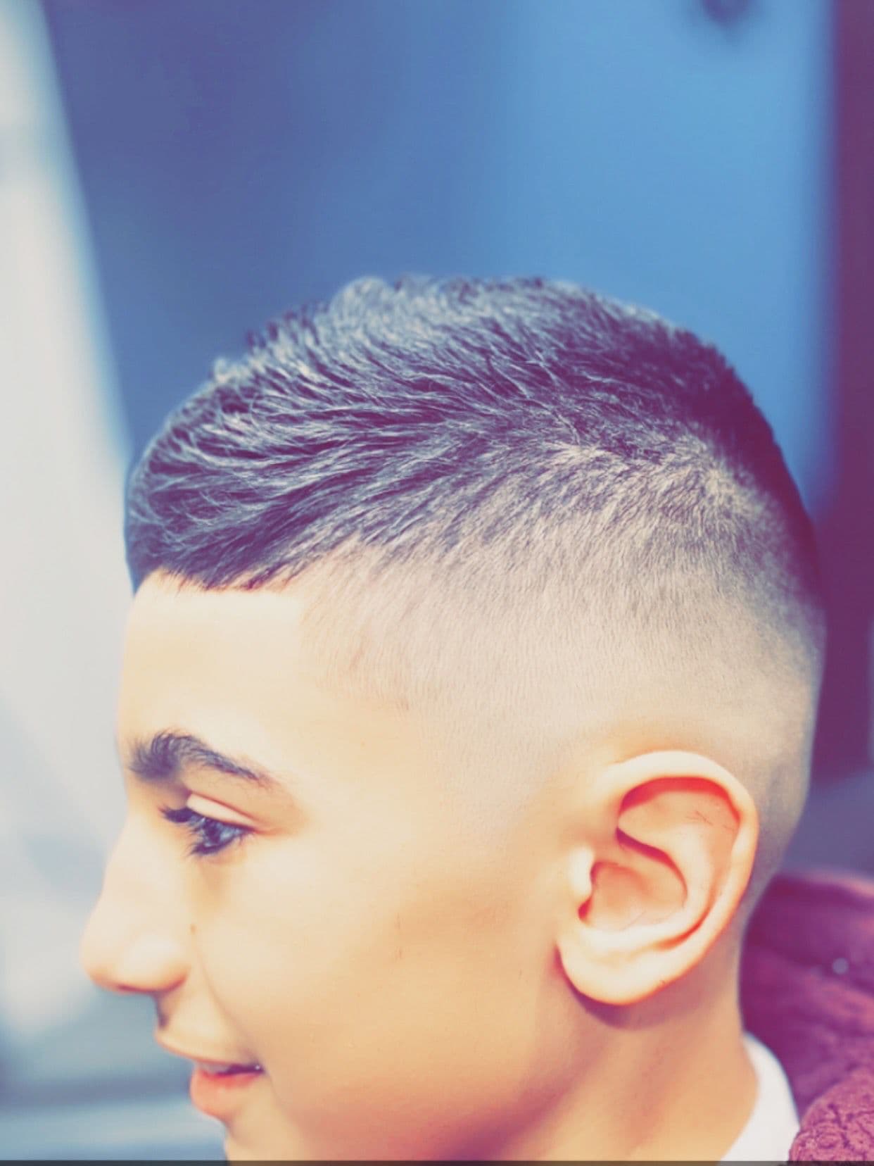 Kids skin fade with sharp lineup